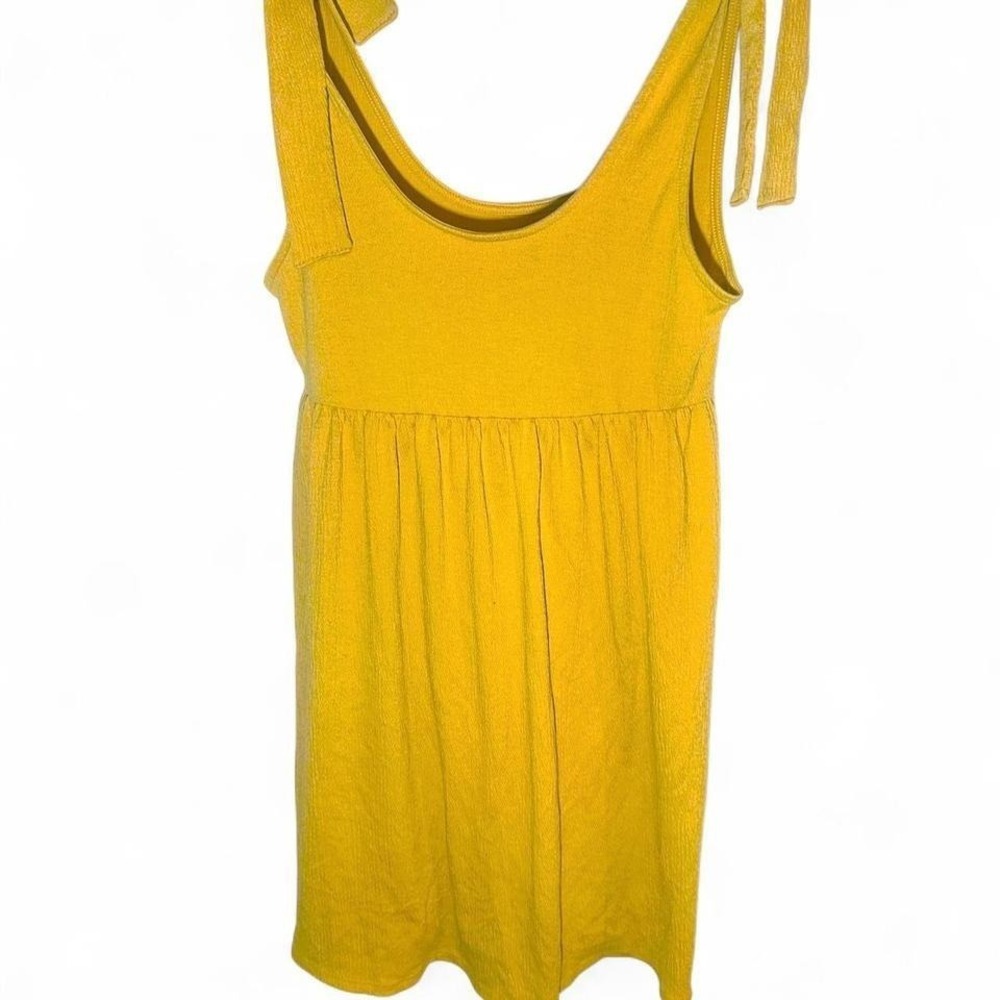 Wild Fable Yellow Tie Shoulder Babydoll Mini Dress Womens Small Scoop Neck